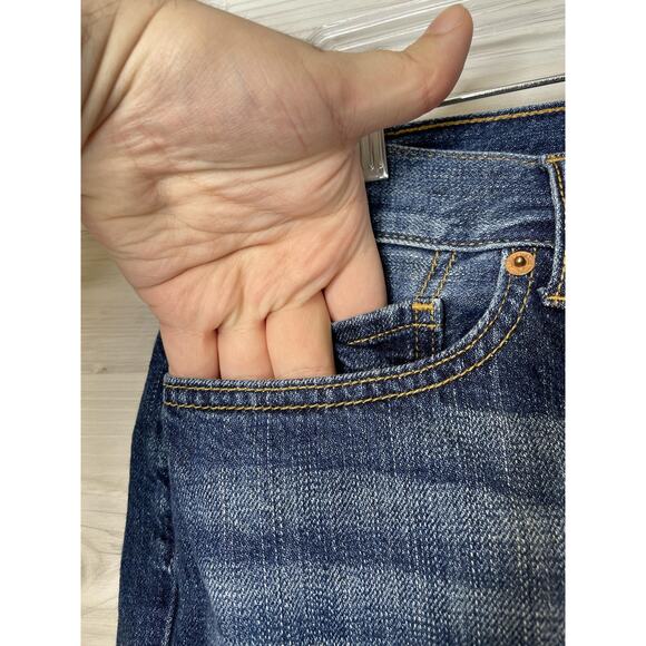 Lucky Brand Shorts Womens 9/29 Blue Denim Cutoff Raw Frayed Hem 5 Pocket Zip Fly - Picture 3 of 10